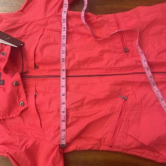 COLE HAAN W's Crinkled cotton/nylon rain coat /Size: M Red - Picture 7 of 9